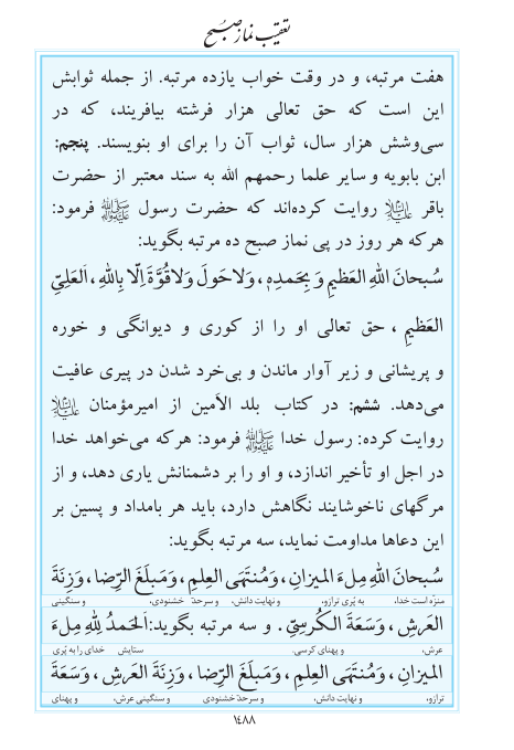 مفاتیح مرکز طبع و نشر قرآن کریم صفحه 1488