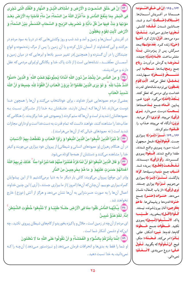 قرآن  بشیر با ترجمه و معنی بعضی از لغات صفحه 25