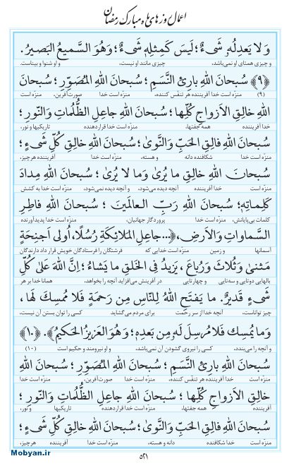 مفاتیح مرکز طبع و نشر قرآن کریم صفحه 521