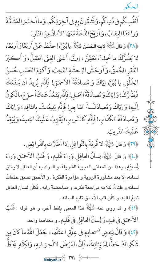 نهج البلاغه عربی مرکز طبع و نشر قرآن کریم صفحه 391