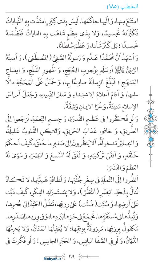 نهج البلاغه عربی مرکز طبع و نشر قرآن کریم صفحه 209