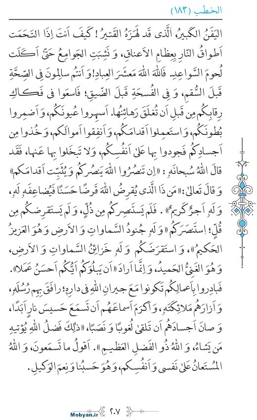 نهج البلاغه عربی مرکز طبع و نشر قرآن کریم صفحه 207