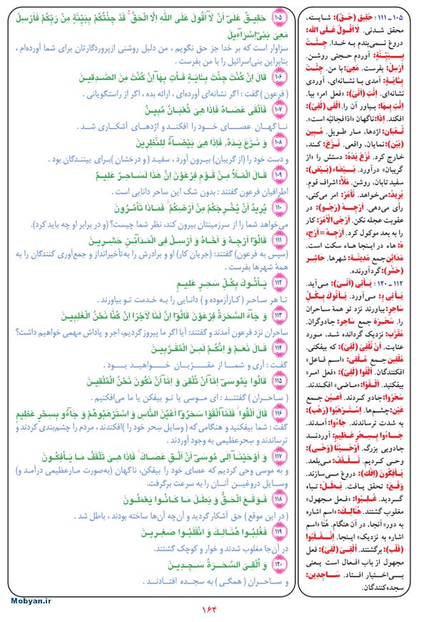 قرآن  بشیر با ترجمه و معنی بعضی از لغات صفحه 164