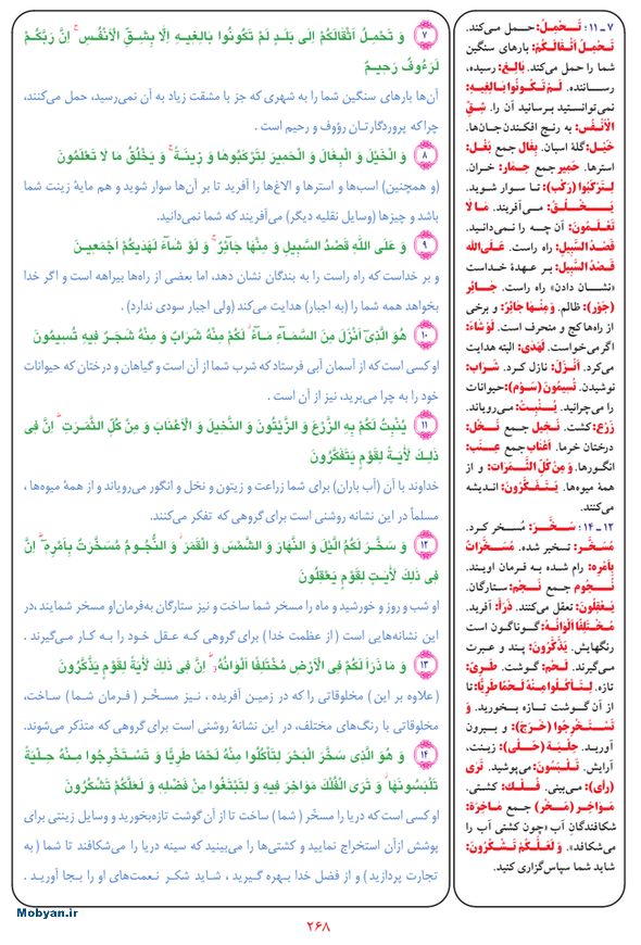 قرآن  بشیر با ترجمه و معنی بعضی از لغات صفحه 268