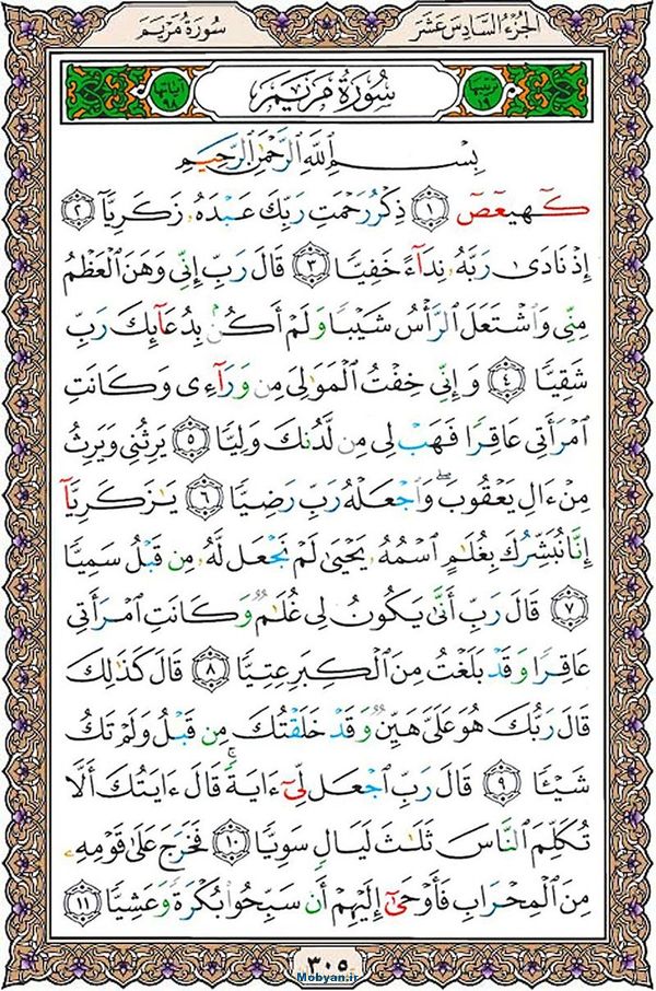 قرآن  عثمان طه با کیفیت بالا صفحه 305