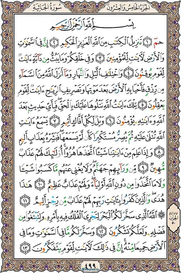 قرآن  عثمان طه با کیفیت بالا صفحه 499