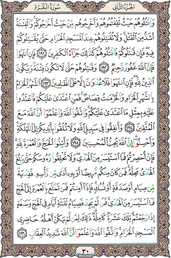 قرآن  عثمان طه با کیفیت بالا صفحه 30